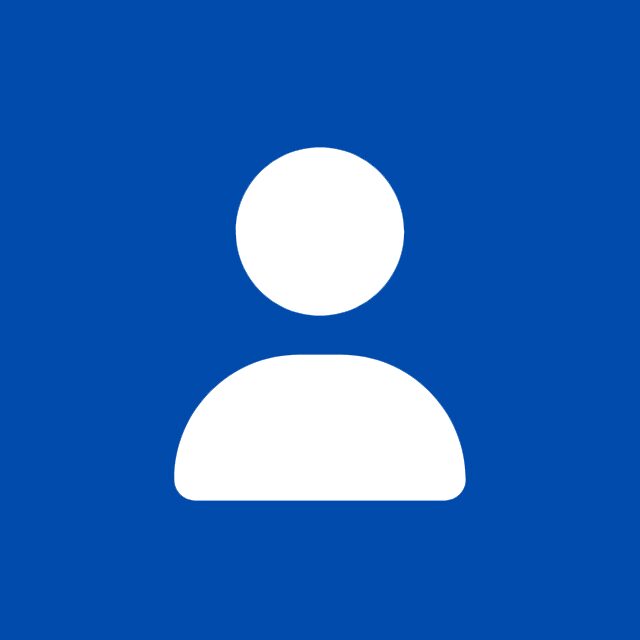 Generic user profile icon with white silhouette on blue background.