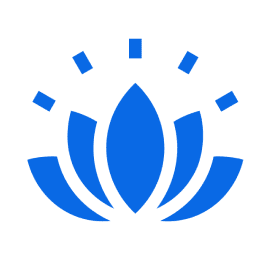 Blue lotus flower icon with five petals.