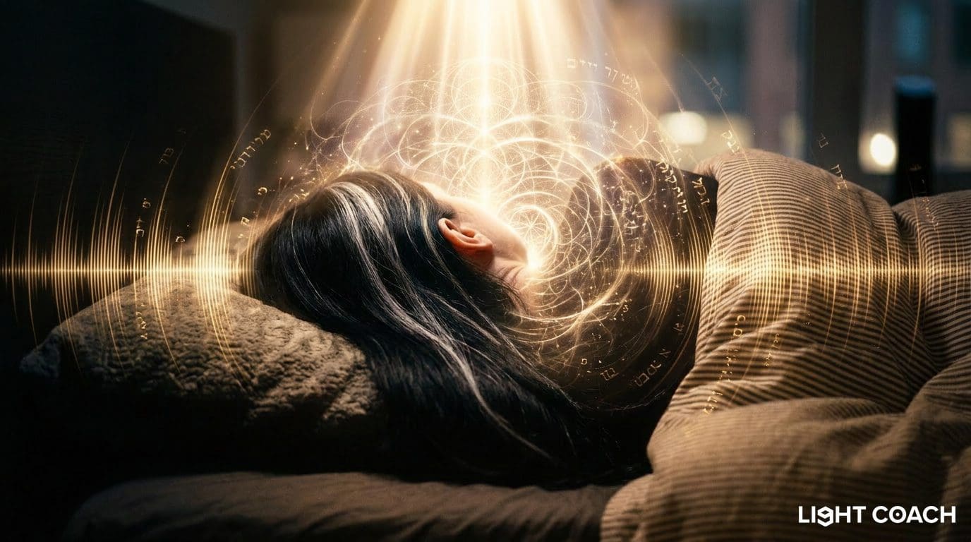 Person dreaming with glowing energy around head