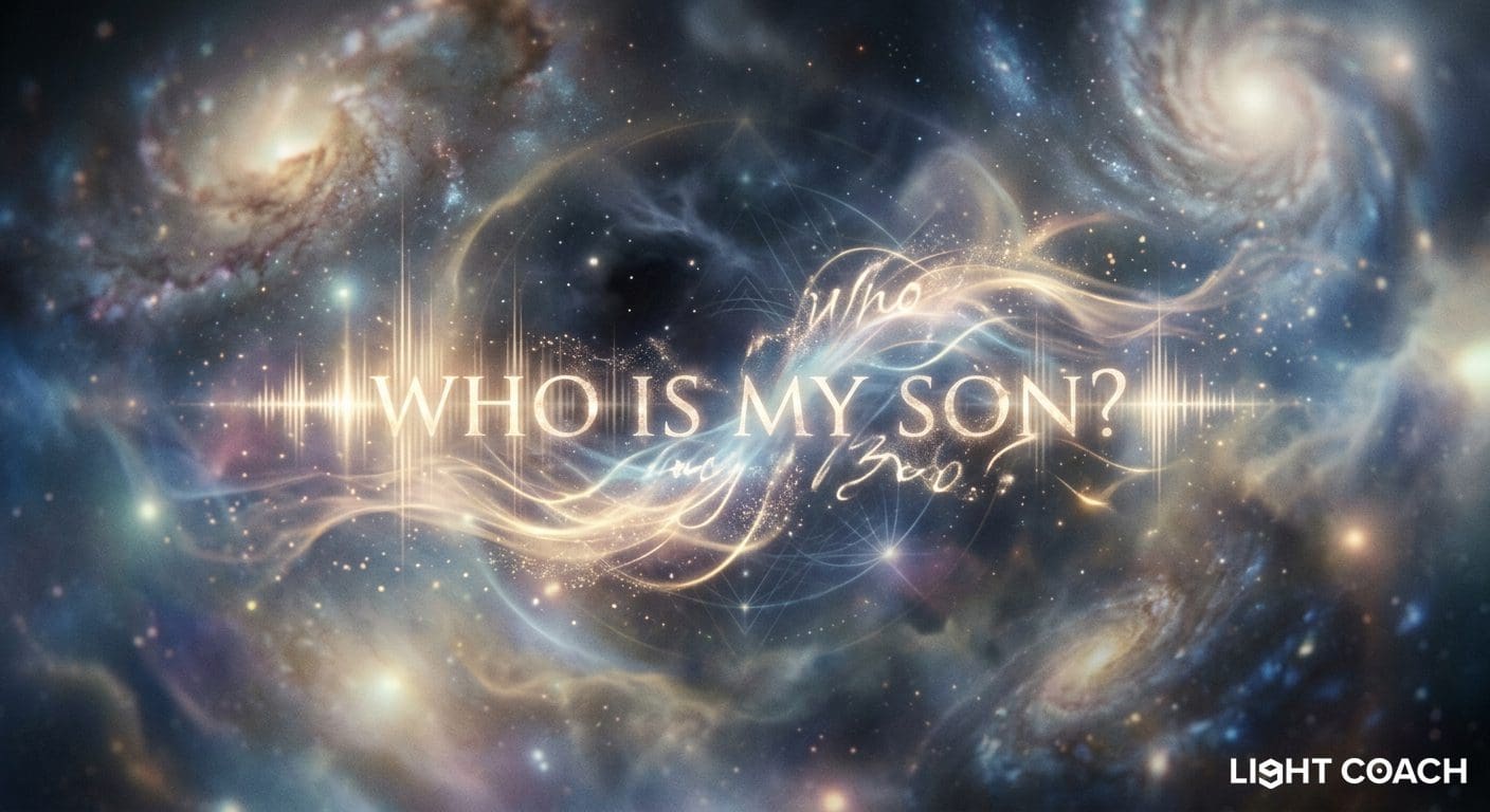 Nebula and galaxies with "Who is my son?"